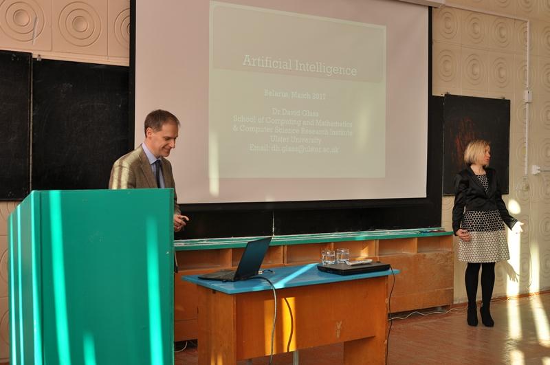 Prof. David Glass from Ulster University (Northern Ireland) delivering lectures on AI at GSTU